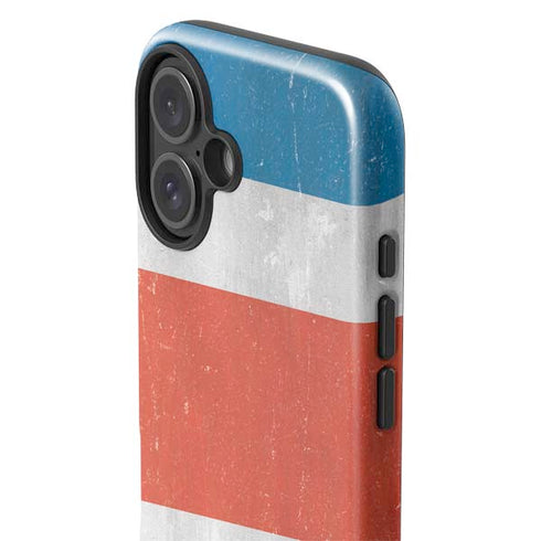 Costa Rican Flag Distressed iPhone 16 Plus Impact Case